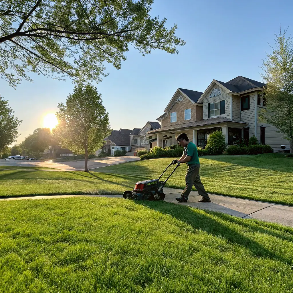 Weidner Lawnscape installed low-maintenance rock landscaping with white decorative gravel and manicured boxwood shrubs.